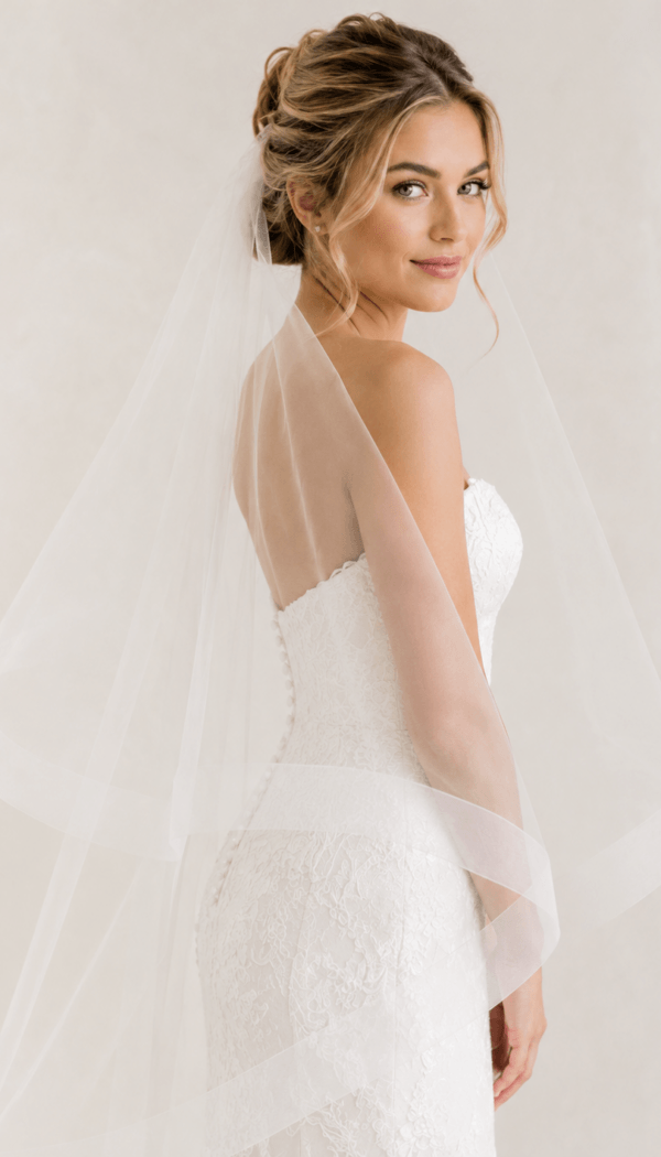 2 Tier Foldover Fingertip Veil with Horsehair Edge